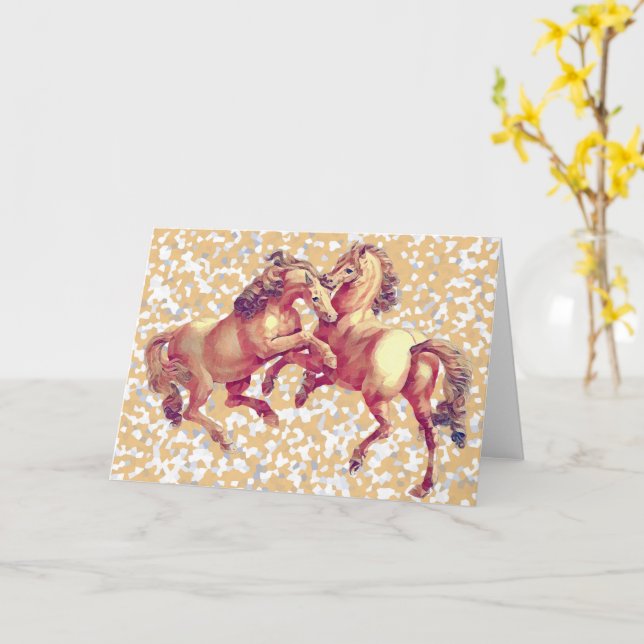 Vintage Horse Art Card (Yellow Flower)