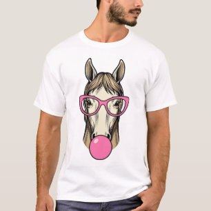Vintage Horse Bubblegum Pink Glasses Shirt Design