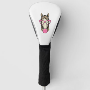 Vintage Horse Bubblegum Pink Glasses Shirt Design Golf Head Cover