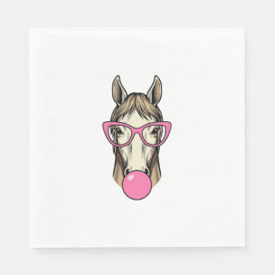 Vintage Horse Bubblegum Pink Glasses Shirt Design Napkin