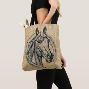 Vintage Horse Cameo Tote Bag