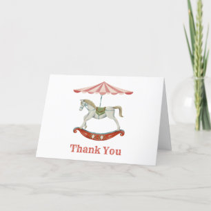 Vintage Horse Carousel Carnival Baby Shower  Thank You Card