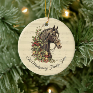 Vintage Horse Christmas Ceramic Tree Decoration