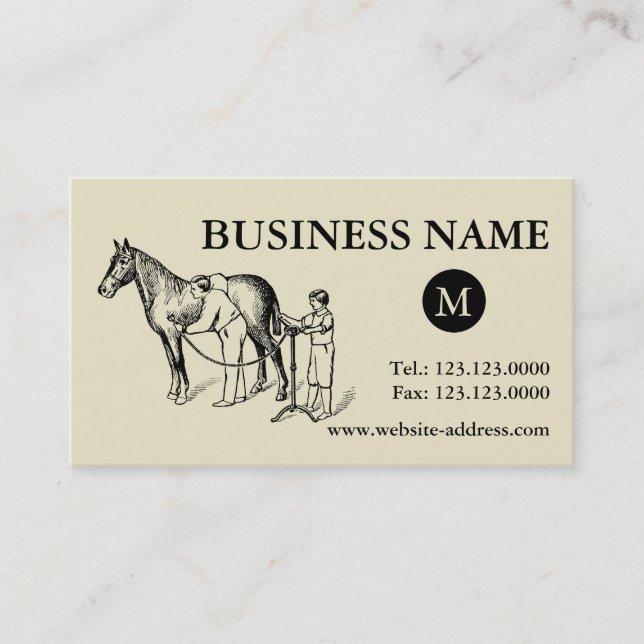 VINTAGE Horse Clipping Monogram Business card (Front)