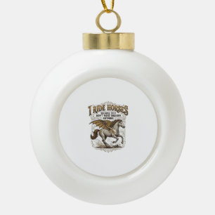 Vintage Horse Dragon Fantasy Rider Shirt Design_1 Ceramic Ball Christmas Ornament