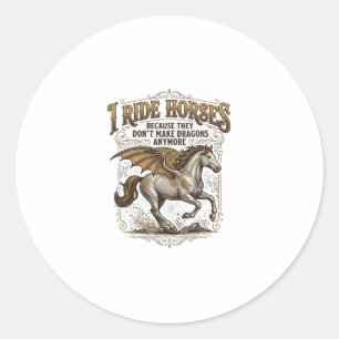 Vintage Horse Dragon Fantasy Rider Shirt Design_1 Classic Round Sticker