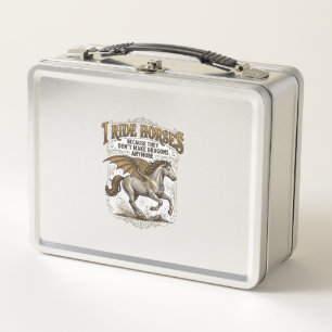 Vintage Horse Dragon Fantasy Rider Shirt Design_1 Metal Lunch Box