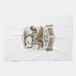 Vintage Horse Dragon Fantasy Rider Shirt Design_1 Tea Towel