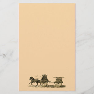 Vintage Horse Drawn Fire Engine Illustration Stationery