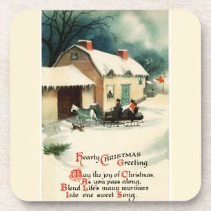 Vintage Horse Drawn Sleigh Christmas Coaster