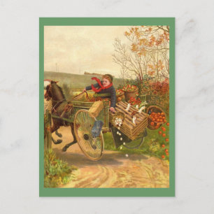 Vintage Horse Drawn Wagon Postcard