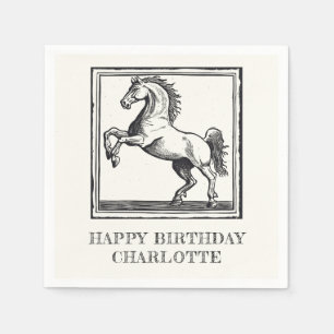 Vintage Horse Equestrian Adult Happy Birthday Napkin