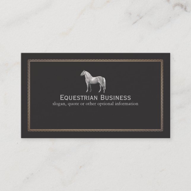 Vintage Horse Etching Equestrian Business Card (Front)