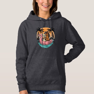 Vintage Horse Flamingo Float Summer Vacation Desig Hoodie