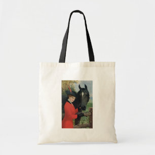 Vintage Horse Girl Red Coat Equestrian Sugar Cube Tote Bag