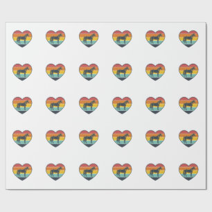 Vintage Horse Heart Sunset Vector Design_1 Wrapping Paper