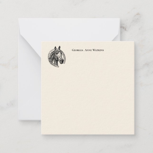 Vintage Horse Monogrammed Note Card (Front)