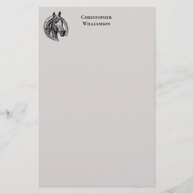 Vintage Horse Monogrammed Stationery (Front)