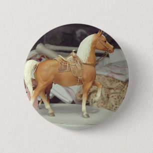 Vintage horse, Palomino in plastic 6 Cm Round Badge