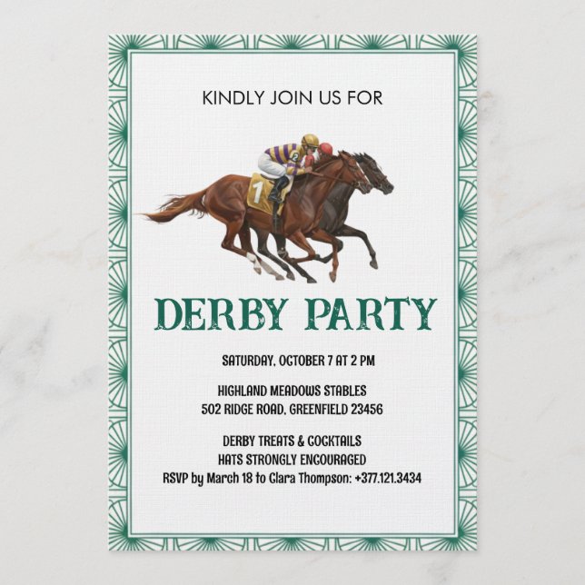 Vintage Horse Race Derby Party Invitation (Front)