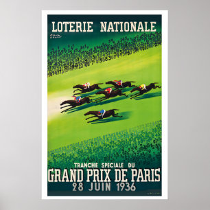 Vintage Horse Race Grand Prix de Paris 1936 Poster
