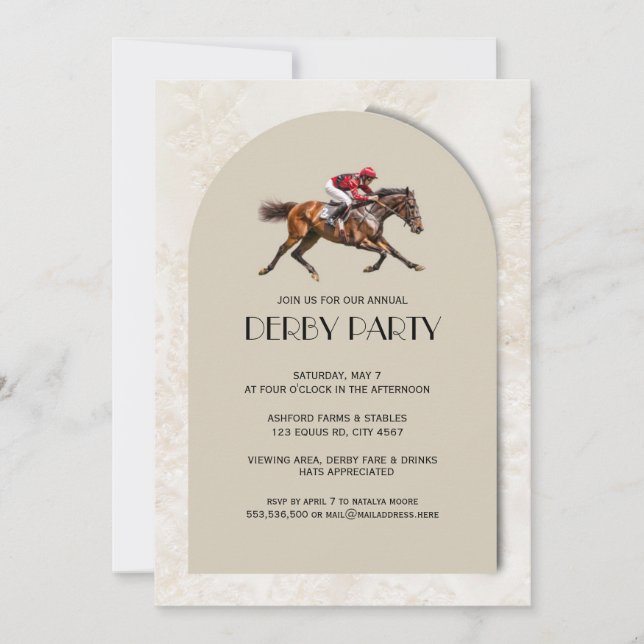 Vintage Horse Race Jockey Derby Party Invitation (Front)