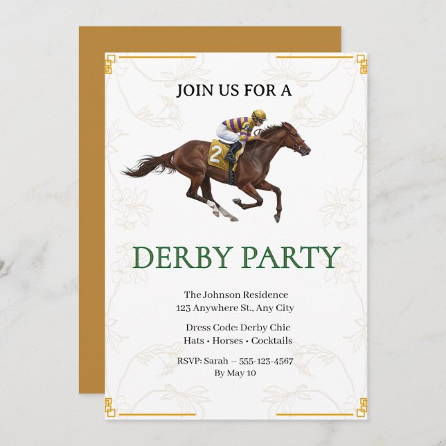 Vintage Horse Racing Derby Party Invitation 2026 (Front/Back)