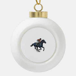 Vintage Horse Racing Jockey Vector Design_1 Ceramic Ball Christmas Ornament