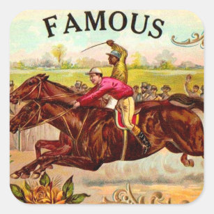 Vintage Horse Racing Thrill of the Race Square Sticker