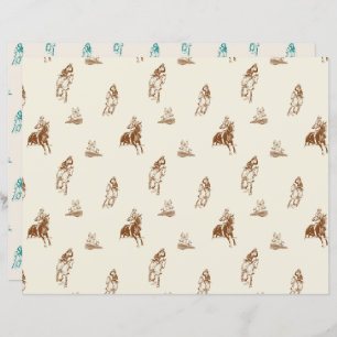 Vintage Horse Riding Pattern Scrapbook Paper