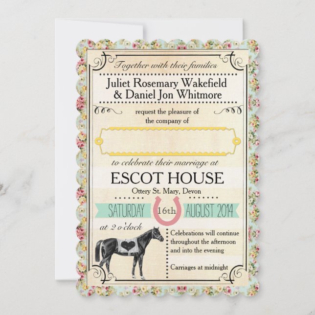 Vintage Horse Show Poster Wedding Invitation (Front)