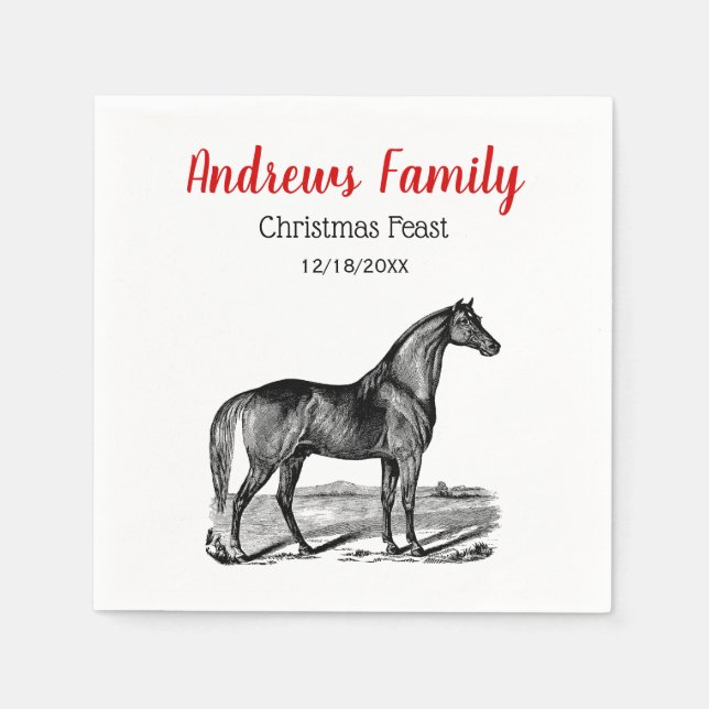 Vintage Horse Standing Napkin (Front)