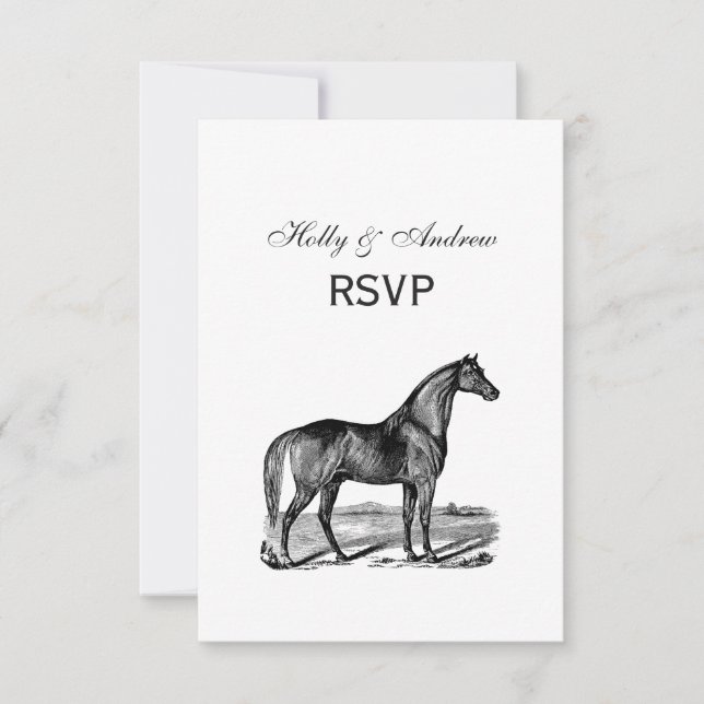 Vintage Horse Standing RSVP Card (Front)