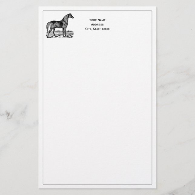 Vintage Horse Standing Stationery (Front)