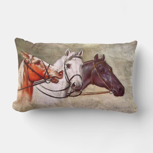 Vintage horse themed throw pillow equestrian (Front)