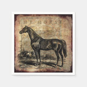 Vintage Horse Thoroughbred and Arabian Horses Napkin