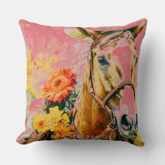 vintage horse wearing cowboy hat cushion