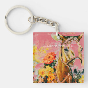 vintage horse wearing cowboy hat key ring