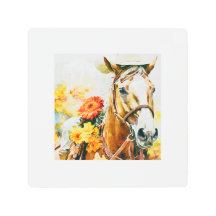 vintage horse wearing cowgirl hat