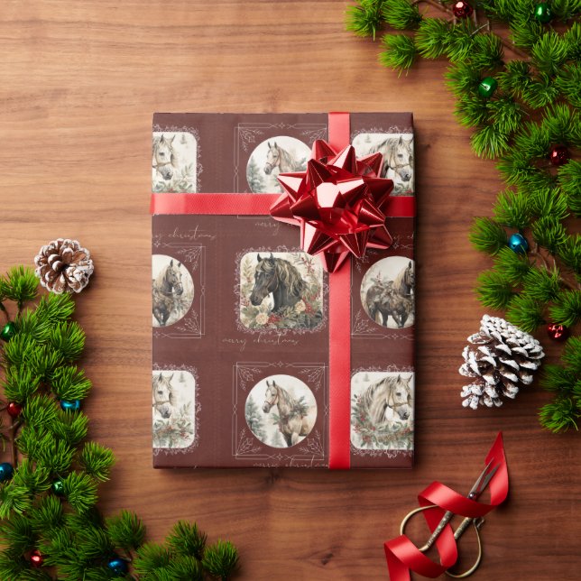 Vintage Horse Western Cowboy Christmas  Wrapping Paper (Holiday Gift)