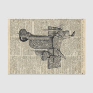 Vintage Horseriding Saddle Dictionary Art Tissue Paper