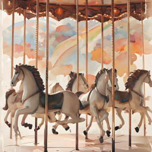 Vintage horses Carousel Decoupage paper.  Tissue Paper