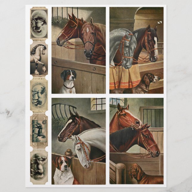 Vintage Horses & Dogs Ephemera Fussy Cuts (Front)
