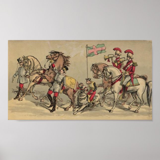 Vintage Horses in a Circus Poster (Front)
