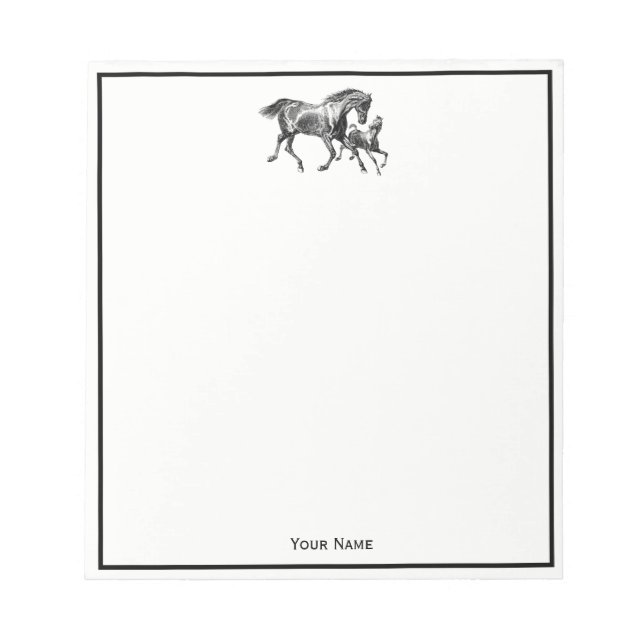 Vintage Horses Mother Baby Foal Notepad (Front)