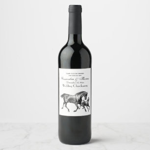 Vintage Horses Mother Baby Foal Wine Label