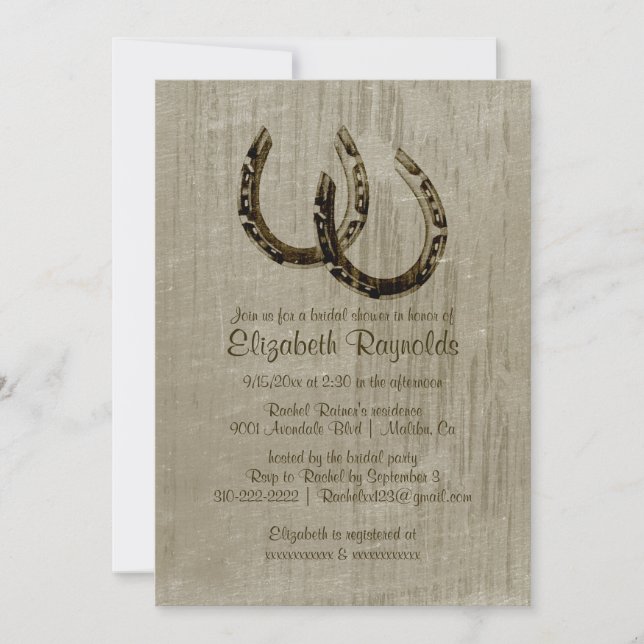 Vintage Horseshoes Bridal Shower Invitations (Front)