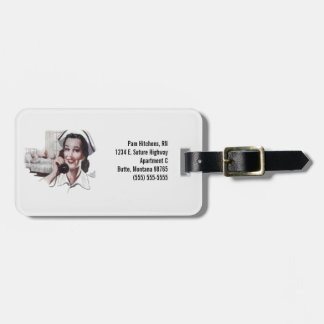 Vintage Hospital Nurse on Telephone Personalised Luggage Tag