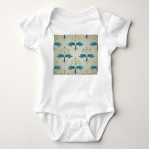 Vintage hosta, floral modern pattern. baby bodysuit