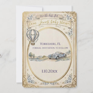 Vintage Hot Air Balloon Baby Shower Save the Date